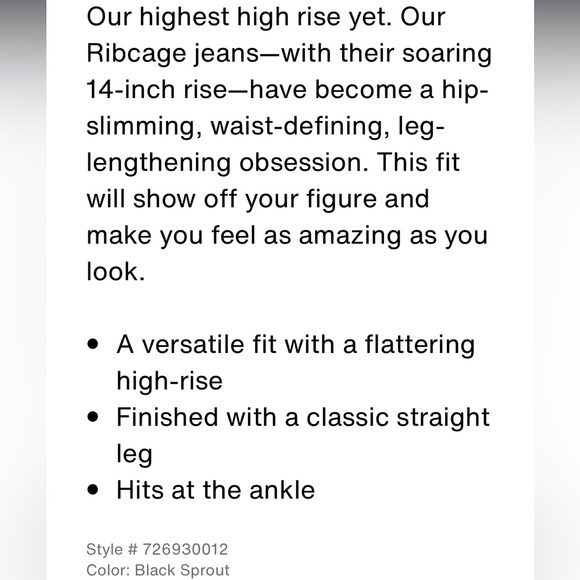 RIBCAGE STRAIGHT ANKLE WOMEN'S JEANS 26 - Picture 2 of 4